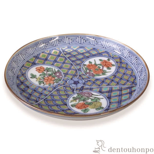 【送料無料】四寸皿 色絵丸紋草花≪在庫確認後、1~3営業日で出荷≫ ( 名入れ有料 母の日 プレゼント 初任給 プレート 醤油皿 豆皿 和食 洋食 清水焼 京焼 )