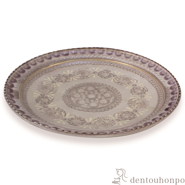 【送料無料】六寸皿 紫彩華紋≪在庫確認後、1~3営業日で出荷≫ ( 名入れ有料 母の日 プレゼント 初任給 プレート おつまみ 料理 和食 洋食 清水焼 京焼 )