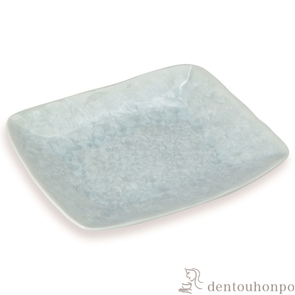 【送料無料】長角皿 花結晶 白≪在庫確認後、1~3営業日で出荷≫ ( 名入れ有料 母の日 プレゼント 初任給 角皿 長皿 焼き魚 さんま おしゃれ 清水焼 京焼 )