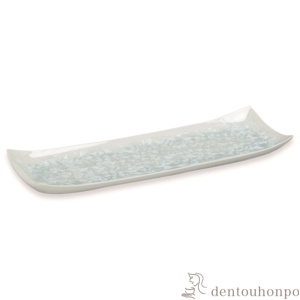 【送料無料】長皿 花結晶 白≪在庫確認後、1~3営業日で出荷≫ ( 名入れ有料 母の日 プレゼント 初任給 角皿 長皿 焼き魚 さんま おしゃれ 清水焼 京焼 )
