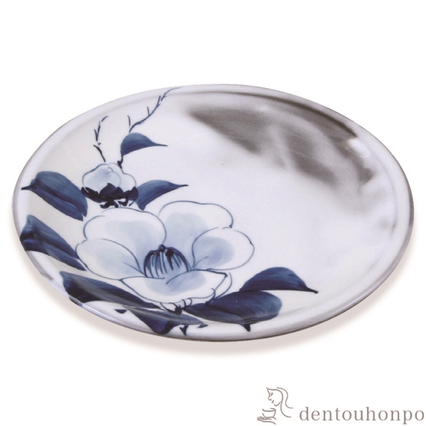 【送料無料】四寸皿 染付椿≪在庫確認後、1~3営業日で出荷≫ ( 名入れ有料 母の日 プレゼント 初任給 プレート 醤油皿 豆皿 和食 洋食 清水焼 京焼 )