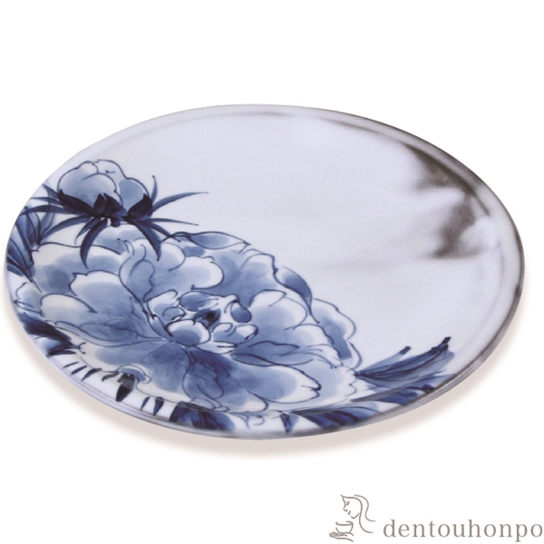 【送料無料】四寸皿 染付牡丹≪在庫確認後、1~3営業日で出荷≫ ( 名入れ有料 母の日 プレゼント 初任給 プレート 醤油皿 豆皿 和食 洋食 清水焼 京焼 )