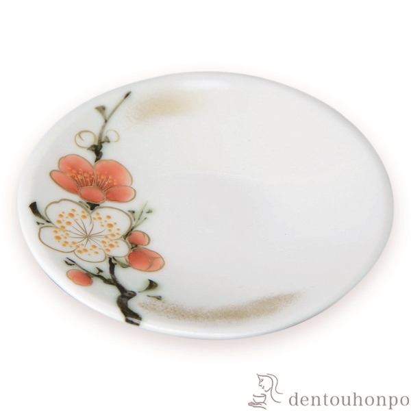【送料無料】三寸皿 四季の花 紅白梅≪在庫確認後、1~3営業日で出荷≫ ( 名入れ有料 母の日 プレゼント 初任給 プレート 醤油皿 豆皿 和食 洋食 清水焼 京焼 )