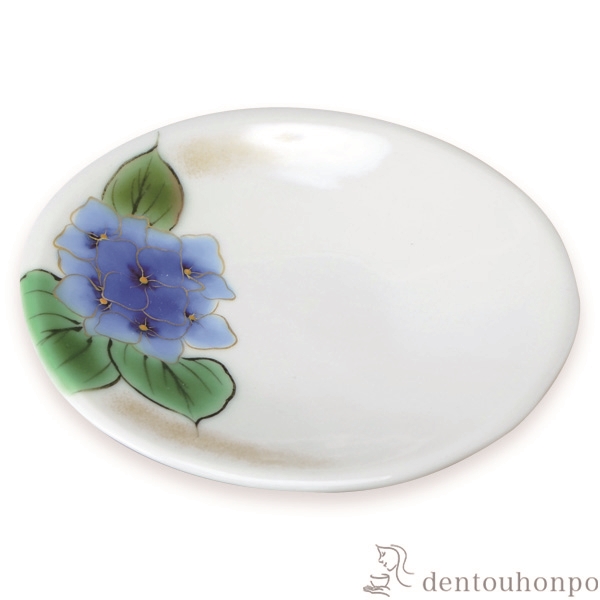 【送料無料】三寸皿 四季の花 紫陽花≪在庫確認後、1~3営業日で出荷≫ ( 名入れ有料 母の日 プレゼント 初任給 プレート 醤油皿 豆皿 和食 洋食 清水焼 京焼 )