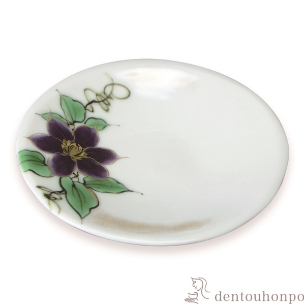 【送料無料】三寸皿 四季の花 鉄線≪在庫確認後、1~3営業日で出荷≫ ( 名入れ有料 母の日 プレゼント 初任給 プレート 醤油皿 豆皿 和食 洋食 清水焼 京焼 )