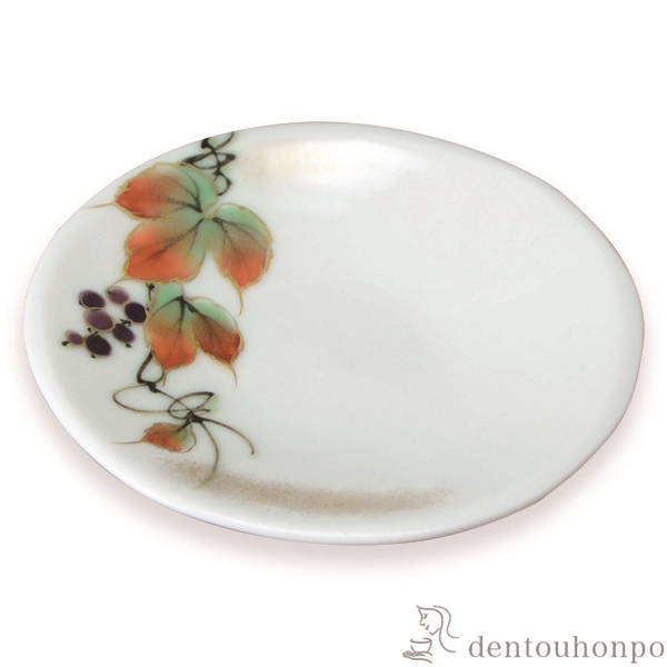 【送料無料】三寸皿 四季の花 山葡萄≪在庫確認後、1~3営業日で出荷≫ ( 名入れ有料 母の日 プレゼント 初任給 プレート 醤油皿 豆皿 和食 洋食 清水焼 京焼 )