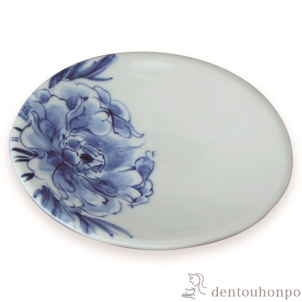 【送料無料】三寸皿 染付牡丹≪在庫確認後、1~3営業日で出荷≫ ( 名入れ有料 母の日 プレゼント 初任給 プレート 醤油皿 豆皿 和食 洋食 清水焼 京焼 )