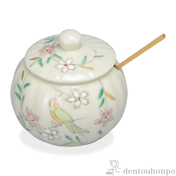 【送料無料】薬味入 花丸花鳥 竹匙≪在庫確認後、1~3営業日で出荷≫ ( 名入れ有料 母の日 プレゼント 初任給 薬味入れ 卓上 調味料ケース キッチン 店舗用 清水焼 京焼 )