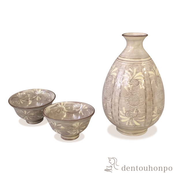 【送料無料】お預け酒器 セピア 徳利1個・ぐい呑2個≪在庫確認後、1~3営業日で出荷≫ ( 名入れ有料 母の日 プレゼント 初任給 酒器 日本酒 冷酒 プレゼント 人気 清水焼 京焼 )