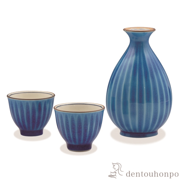 【送料無料】お預け酒器 浅葱交趾 徳利1個・ぐい呑2個≪在庫確認後、1~3営業日で出荷≫ ( 母の日 プレゼント 初任給 酒器 日本酒 冷酒 プレゼント 人気 清水焼 京焼 )