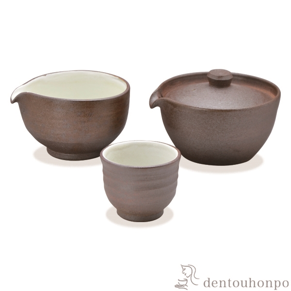 【送料無料】小茶器揃 焼〆 宝瓶1個・さまし1個・碗5個セット≪在庫確認後、1~3営業日で出荷≫ ( 名入れ有料 母の日 プレゼント 初任給 茶器セット 急須 湯呑み 日本茶 中国茶 清水焼 京焼 )