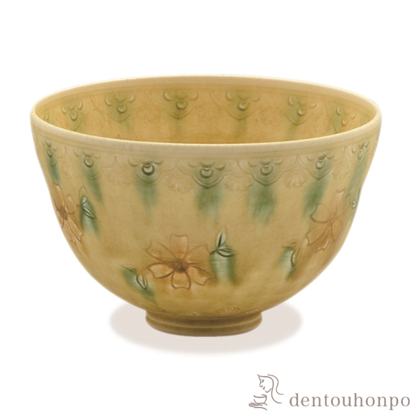 【送料無料】抹茶碗 釉彩花三島≪在庫確認後、1~3営業日で出荷≫ ( 名入れ有料 母の日 プレゼント 初任給 抹茶碗 茶道具 茶器 お稽古用 抹茶 清水焼 京焼 )