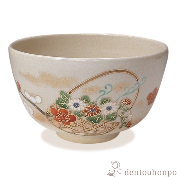 【送料無料】抹茶碗 花遊び≪在庫確認後、1~3営業日で出荷≫ ( 名入れ有料 母の日 プレゼント 初任給 抹茶碗 茶道具 茶器 お稽古用 抹茶 清水焼 京焼 )