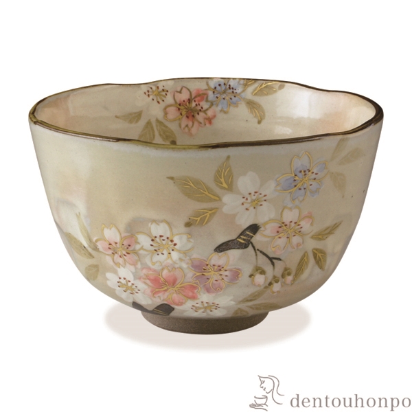 【送料無料】抹茶碗 彩さくら≪注文後に商品取り寄せ、後日納期連絡致します≫ ( 名入れ有料 母の日 プレゼント 初任給 抹茶碗 茶道具 茶器 お稽古用 抹茶 清水焼 京焼 )