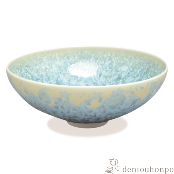 【送料無料】平茶碗 花結晶 縹≪在庫確認後、1~3営業日で出荷≫ ( 名入れ有料 母の日 プレゼント 初任給 抹茶碗 茶道具 茶器 お稽古用 抹茶 清水焼 京焼 )