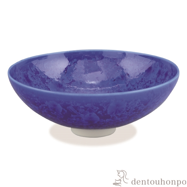 【送料無料】平茶碗 花結晶 瑠璃≪在庫確認後、1~3営業日で出荷≫ ( 名入れ有料 母の日 プレゼント 初任給 抹茶碗 茶道具 茶器 お稽古用 抹茶 清水焼 京焼 )