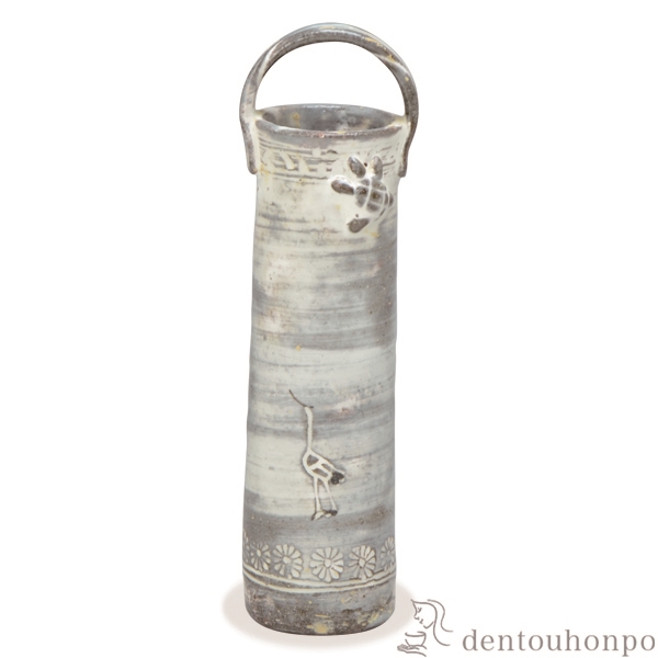 【送料無料】一輪挿し 粉引鶴亀≪在庫確認後、1~3営業日で出荷≫ ( 名入れ有料 母の日 プレゼント 初任給 花瓶 おしゃれ 花器 フラワーベース おすすめ 清水焼 京焼 )