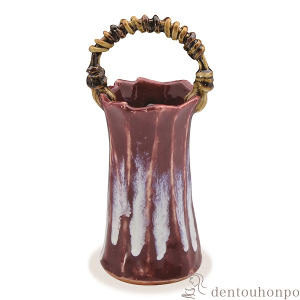 【送料無料】花入 紫紅釉 赤≪在庫確認後、1~3営業日で出荷≫ ( 名入れ有料 母の日 プレゼント 初任給 ガラス フラワーベース 花器 一輪挿し おすすめ 清水焼 京焼 )