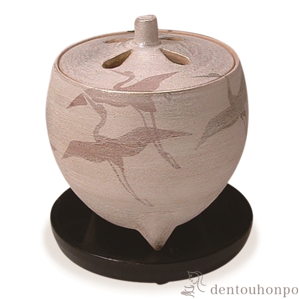 【送料無料】豆香炉(黒台付) 翔鶴≪在庫確認後、1~3営業日で出荷≫ ( 名入れ有料 お香 線香 リラックス 仏具 人気 清水焼 京焼 )