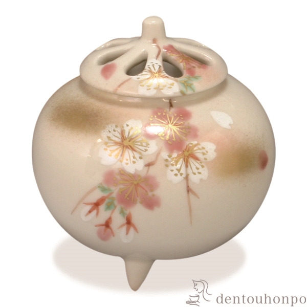 【送料無料】香炉 淡紅桜≪在庫確認後、1~3営業日で出荷≫ ( 名入れ有料 母の日 プレゼント 初任給 お香 線香 リラックス 仏具 人気 清水焼 京焼 )