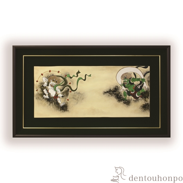 【送料無料】陶額 光琳・風神雷神図≪在庫確認後、1~3営業日で出荷≫ ( 名入れ有料 置物 額飾り 陶板 陶板画 法人 アートパネル 清水焼 京焼 )