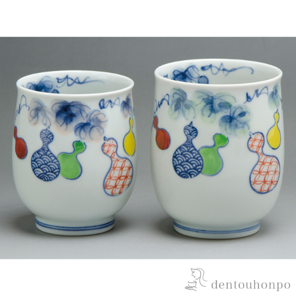 【送料無料】組湯呑 色絵六瓢≪在庫確認後、1~3営業日で出荷≫ ( 湯のみ ゆのみ 湯飲み セット プレゼント 清水焼 京焼 )