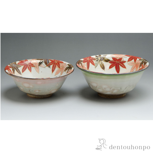 【送料無料】組飯碗 京もみじ≪在庫確認後、1~3営業日で出荷≫ ( ごはん 白ご飯 お茶碗 飯碗 おすすめ 清水焼 京焼 )