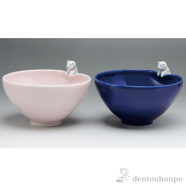 ペア飯碗 子ねこ≪在庫確認後、1~3営業日で出荷≫ ( 退職祝い 定年 ごはん 白ご飯 お茶碗 飯碗 おすすめ セット 清水焼 京焼 )