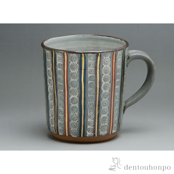 【送料無料】マグカップ 縞三島≪在庫確認後、1~3営業日で出荷≫ ( 退職祝い 定年 プレゼント デザイン マグ オリジナル タンブラー 清水焼 京焼 )