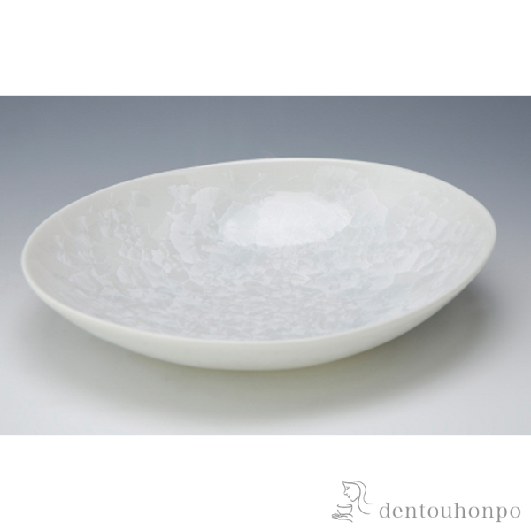 【送料無料】楕円鉢 花結晶（白）≪在庫確認後、1~3営業日で出荷≫ ( 退職祝い 定年 和食 セット おつまみ 朝食 煮物 清水焼 京焼 )