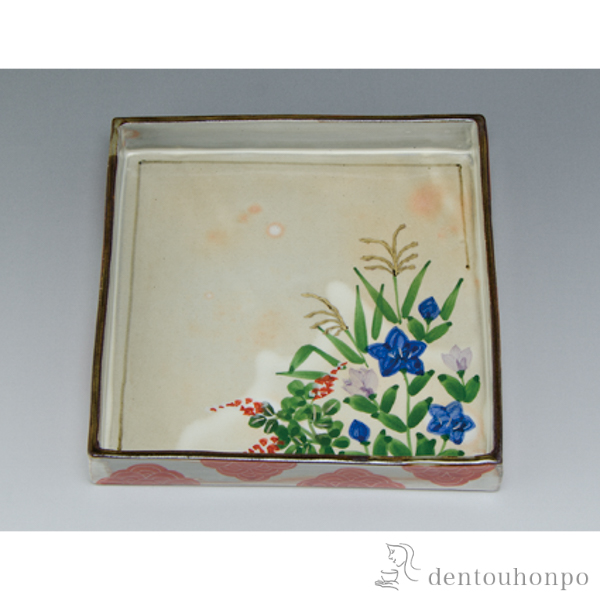 【送料無料】角皿 吉祥秋草≪在庫確認後、1~3営業日で出荷≫ ( 角皿 長皿 焼き魚 さんま おしゃれ 清水焼 京焼 )