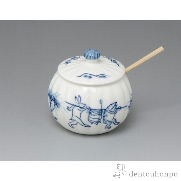 【送料無料】薬味入 鳥獣戯画 竹匙付≪在庫確認後、1~3営業日で出荷≫ ( 清水焼 京焼 退職祝い 定年 薬味入れ 卓上 調味料ケース キッチン 店舗用 清水焼 京焼 )