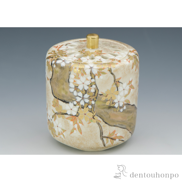 【送料無料】香炉 抱一倣 桜図≪在庫確認後、1~3営業日で出荷≫ ( 清水焼 京焼 木箱名入れ有料 退職祝い 定年 お香 線香 リラックス 仏具 人気 清水焼 京焼 )
