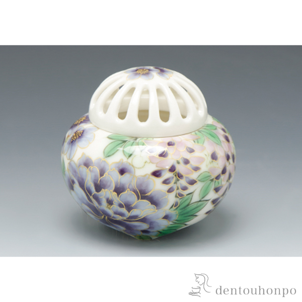 【送料無料】香炉 紫草花≪約半年で出荷≫ ( 清水焼 京焼 木箱名入れ有料 退職祝い 定年 お香 線香 リラックス 仏具 人気 清水焼 京焼 )