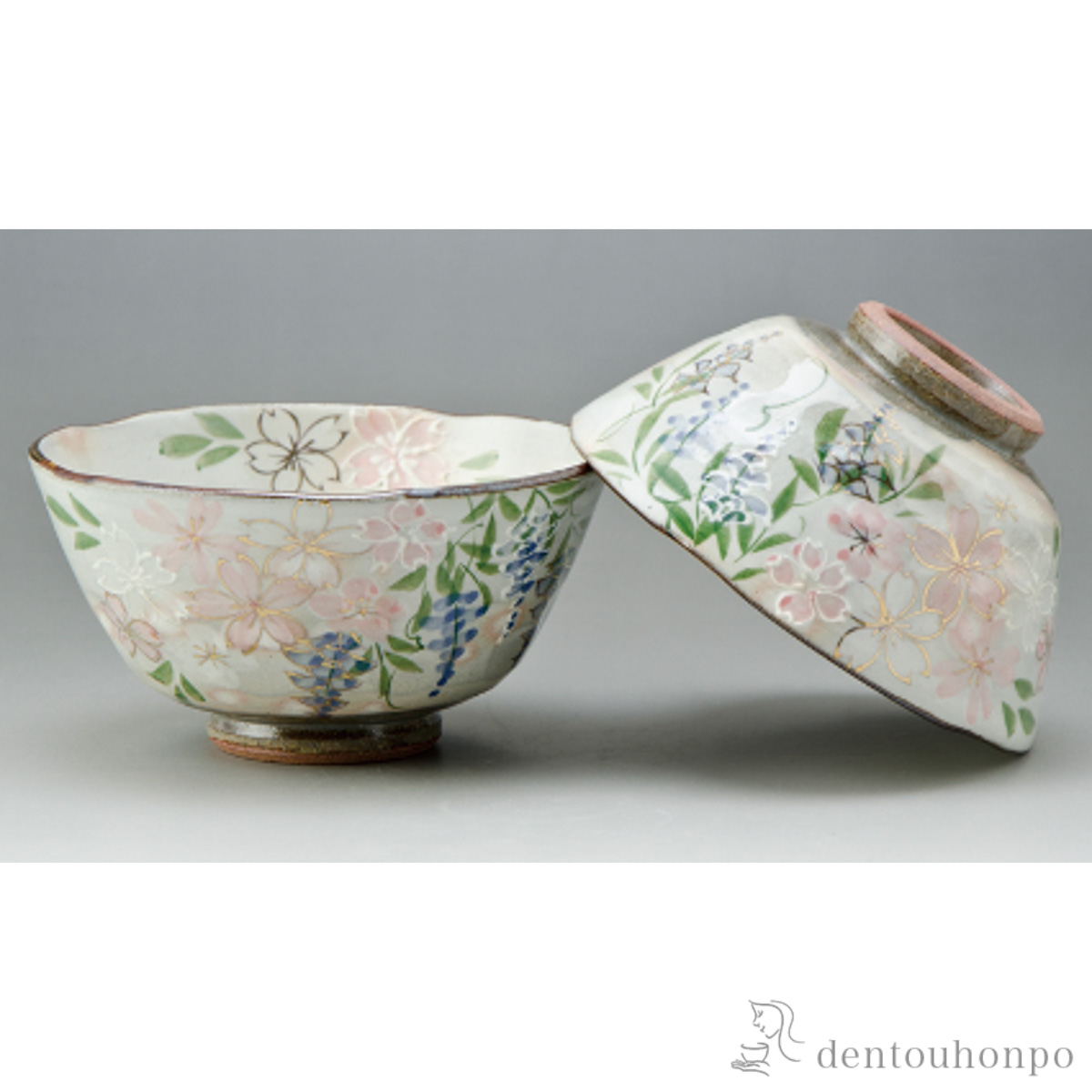 【送料無料】組飯碗 春色 ペア≪在庫確認後、1~3営業日で出荷≫ ( 名入れ有料 母の日 プレゼント 初任給 ギフト プレゼント ご飯茶碗 結婚祝い おすすめ 清水焼 京焼 )