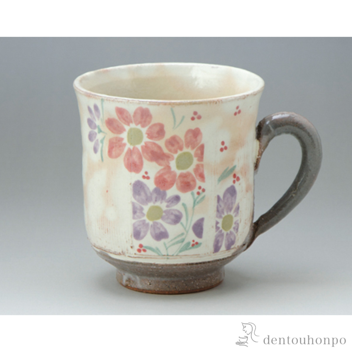 【送料無料】マグカップ 櫛目草花 赤≪在庫確認後、1~3営業日で出荷≫ ( 名入れ有料 母の日 プレゼント 初任給 プレゼント デザイン マグ オリジナル タンブラー 清水焼 京焼 )