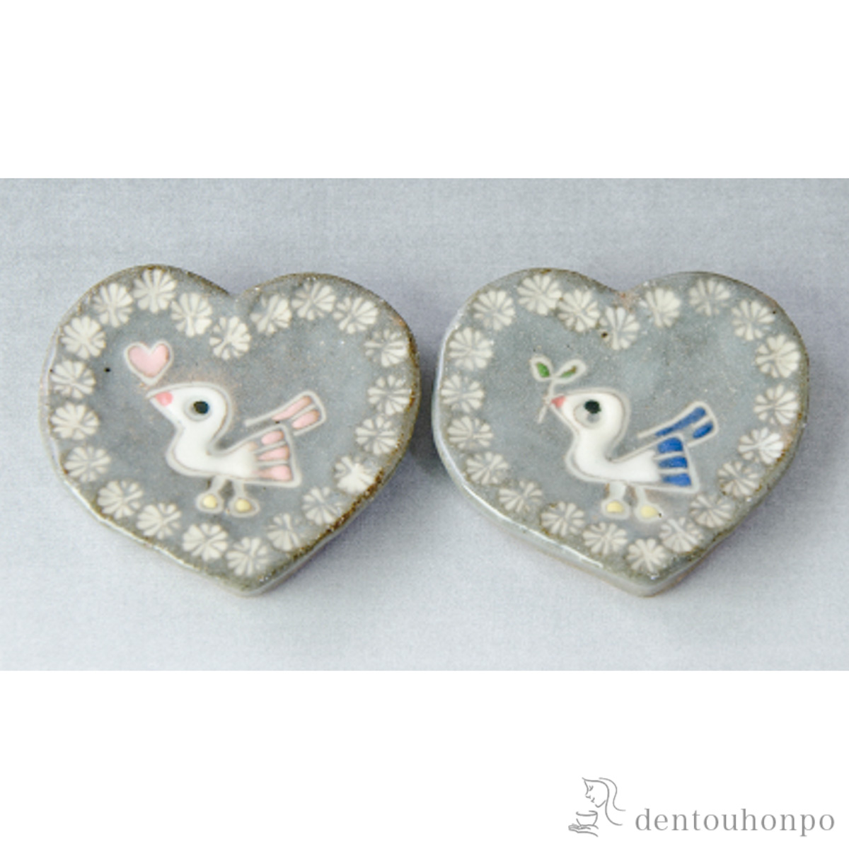 【送料無料】ペア箸置 ハートバード≪在庫確認後、1~3営業日で出荷≫ ( 名入れ有料 母の日 プレゼント 初任給 ギフトセット 結婚祝い 箸休め はしおき おしゃれ 清水焼 京焼 )