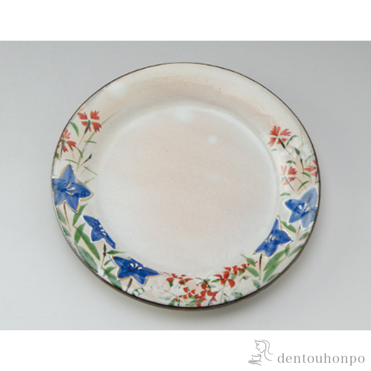 【送料無料】五寸皿 花紀行 秋草≪在庫確認後、1~3営業日で出荷≫ ( 名入れ有料 母の日 プレゼント 初任給 プレート 醤油皿 豆皿 和食 洋食 清水焼 京焼 )