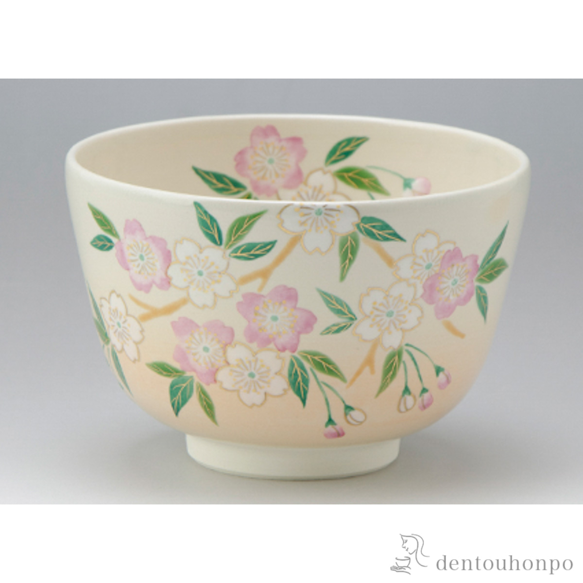 【送料無料】抹茶碗 桜花≪在庫確認後、1~3営業日で出荷≫ ( 名入れ有料 父の日 プレゼント 初任給 抹茶碗 茶道具 茶器 お稽古用 抹茶 清水焼 京焼 )