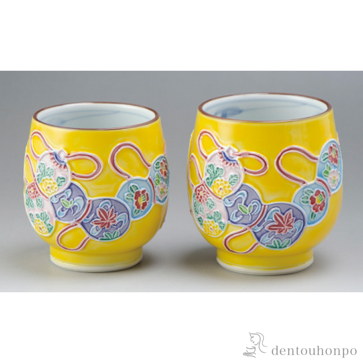 【送料無料】黄交趾六瓢 組湯呑 ペア≪在庫確認後、1~3営業日で出荷≫ ( 母の日 プレゼント 初任給 湯呑み 湯のみ セット 湯飲み おすすめ 清水焼 京焼 )
