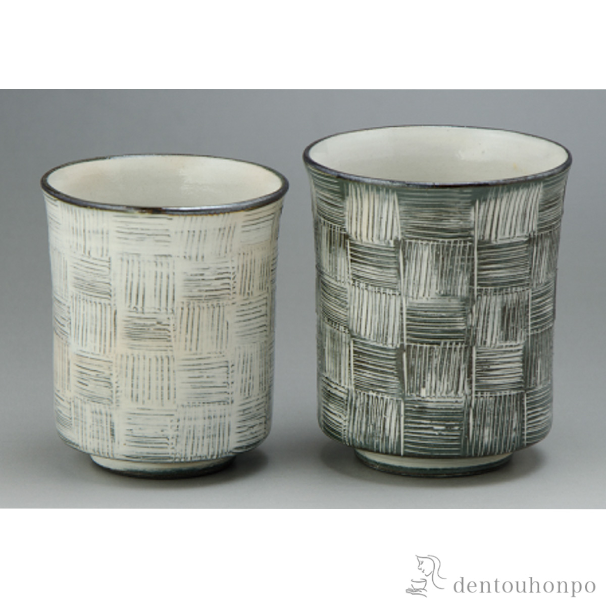 【送料無料】櫛目市松 組湯呑 ペア≪在庫確認後、1~3営業日で出荷≫ ( 名入れ有料 母の日 プレゼント 初任給 湯呑み 湯のみ セット 湯飲み おすすめ 清水焼 京焼 )