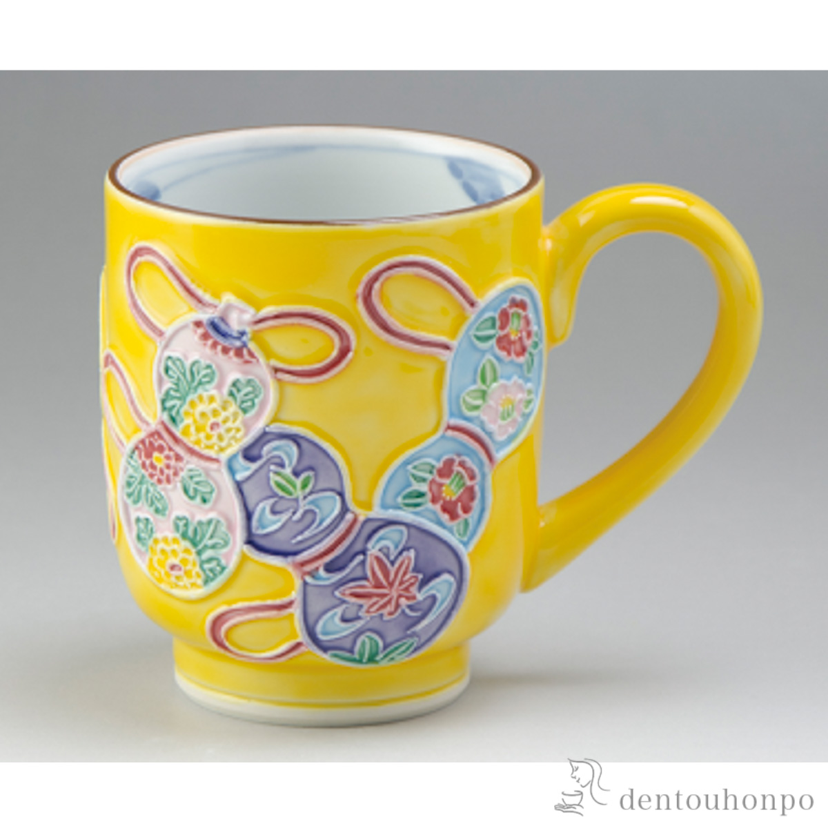 【送料無料】黄交趾六瓢 マグカップ≪在庫確認後、1~3営業日で出荷≫ ( 名入れ有料 プレゼント デザイン マグ オリジナル タンブラー 清水焼 京焼 )