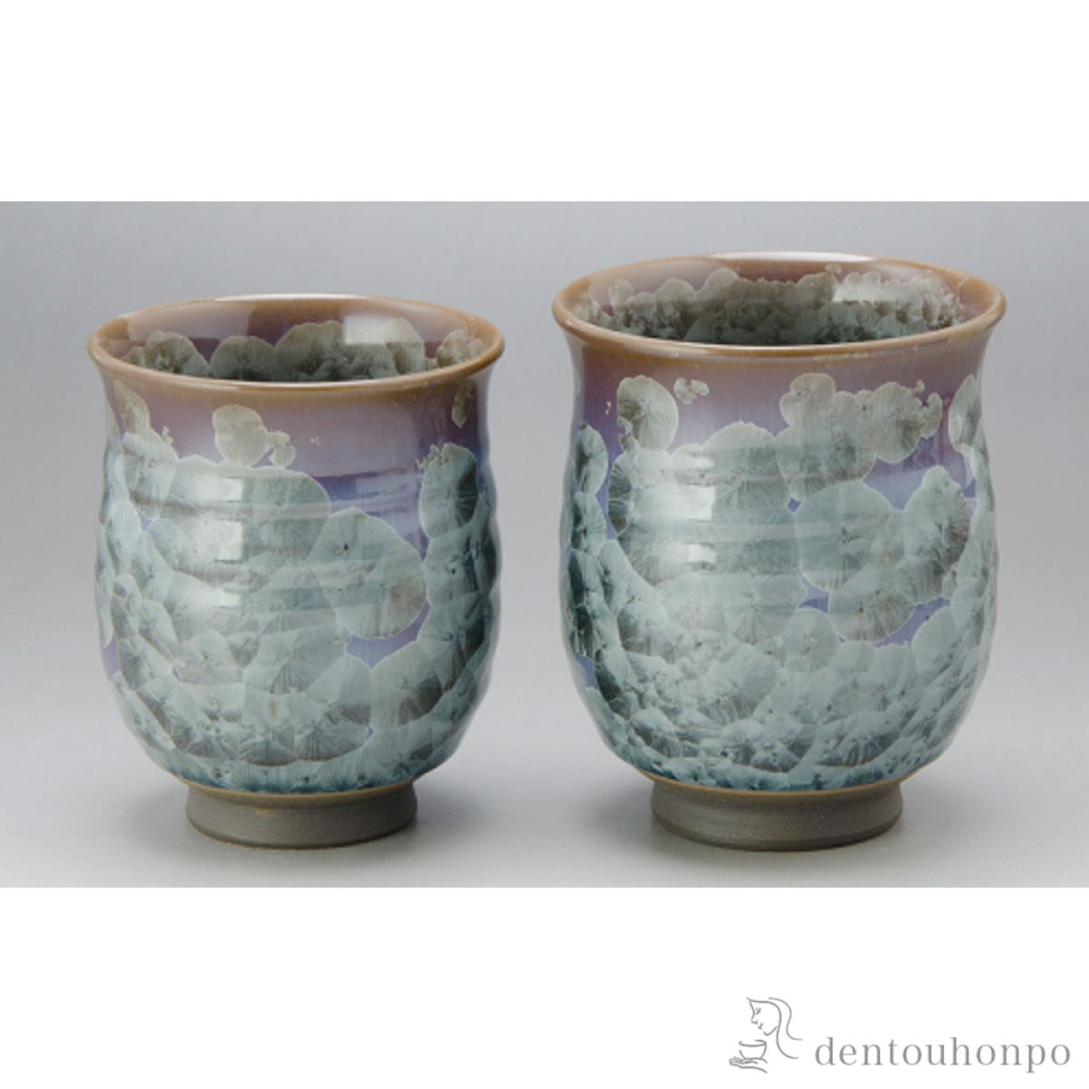 【送料無料】花結晶 組湯呑 錆浅葱 ペアセット≪在庫確認後、1~3営業日で出荷≫ ( 名入れ有料 母の日 プレゼント 初任給 湯呑み 湯のみ セット 湯飲み おすすめ 清水焼 京焼 )