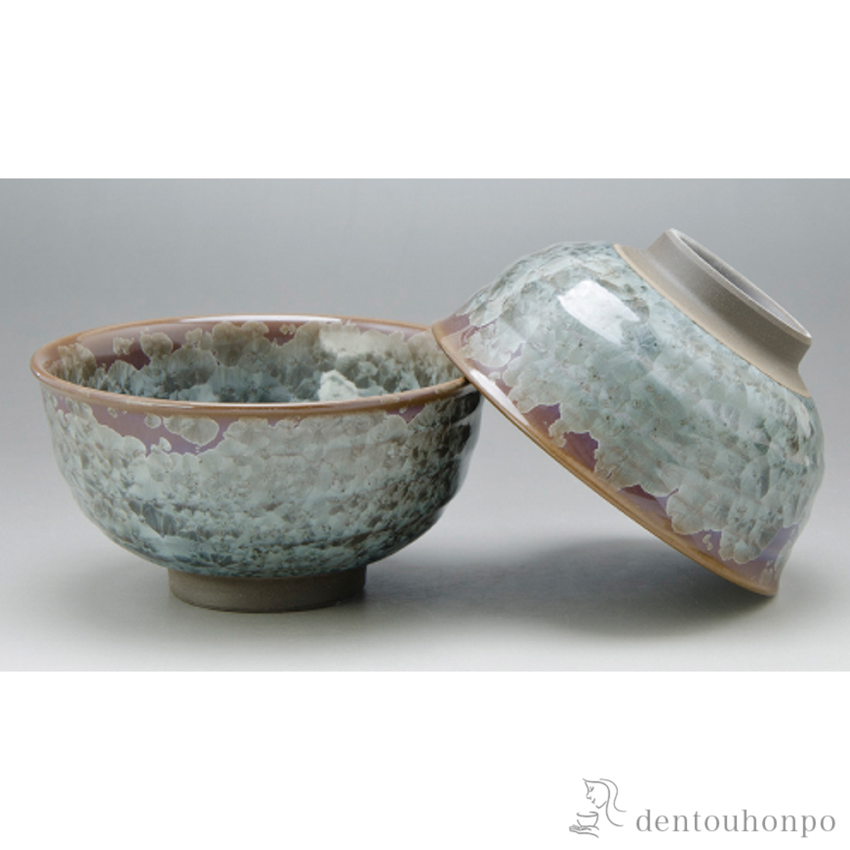 【送料無料】花結晶 組飯碗 錆浅葱 ペアセット≪在庫確認後、1~3営業日で出荷≫ ( 名入れ有料 母の日 プレゼント 初任給 ギフト プレゼント ご飯茶碗 結婚祝い おすすめ 清水焼 京焼 )