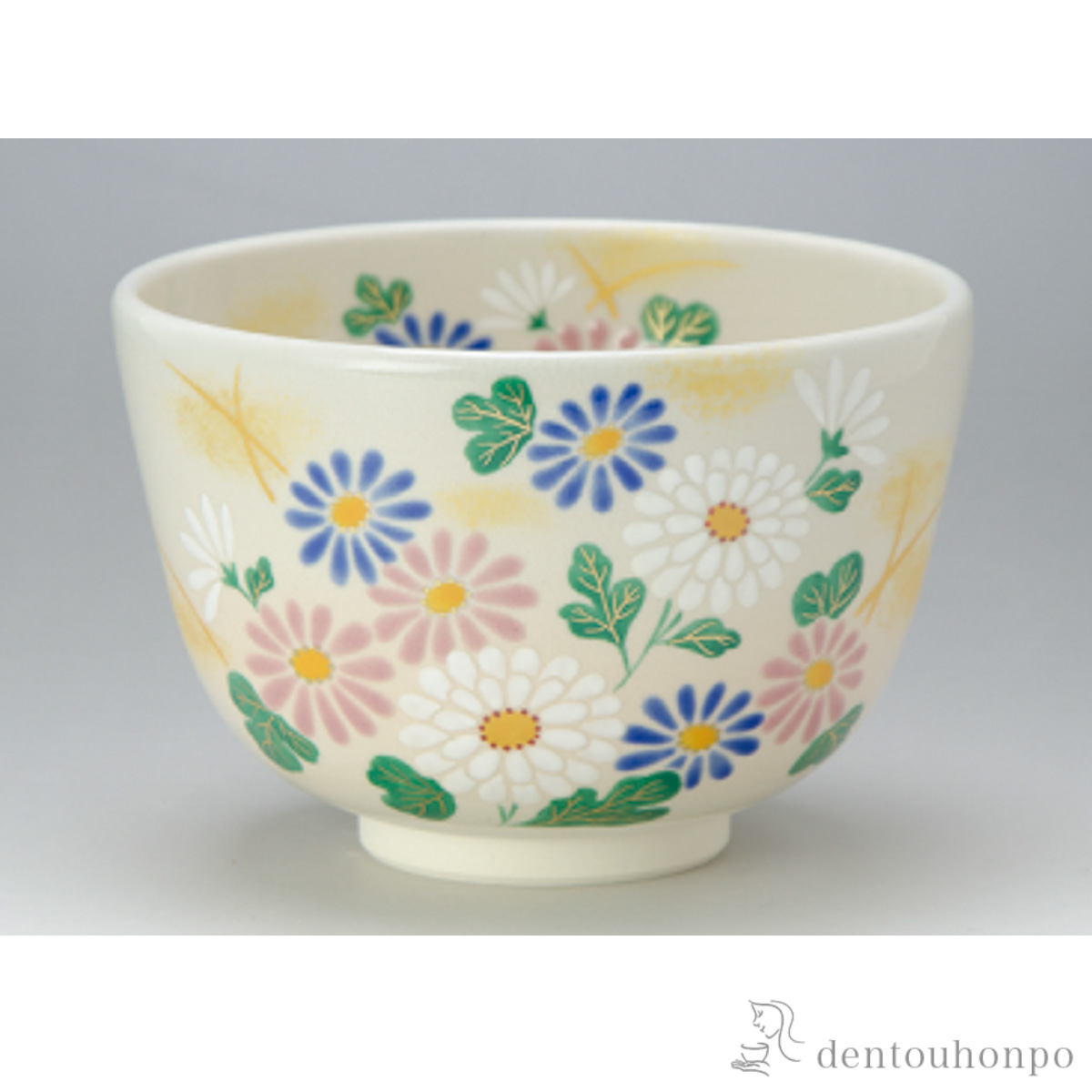 【送料無料】花小菊 抹茶碗　≪在庫確認後、1~3営業日で出荷≫ ( 名入れ有料 母の日 プレゼント 初任給 抹茶碗 茶道具 茶器 お稽古用 抹茶 清水焼 京焼 )