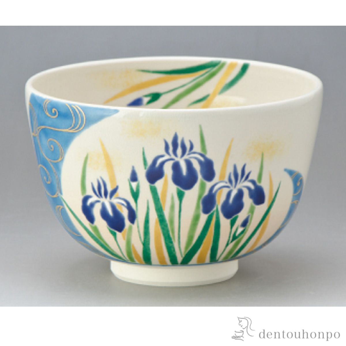 【送料無料】流水燕子花 抹茶碗　≪在庫確認後、1~3営業日で出荷≫ ( 名入れ有料 母の日 プレゼント 初任給 抹茶碗 茶道具 茶器 お稽古用 抹茶 清水焼 京焼 )