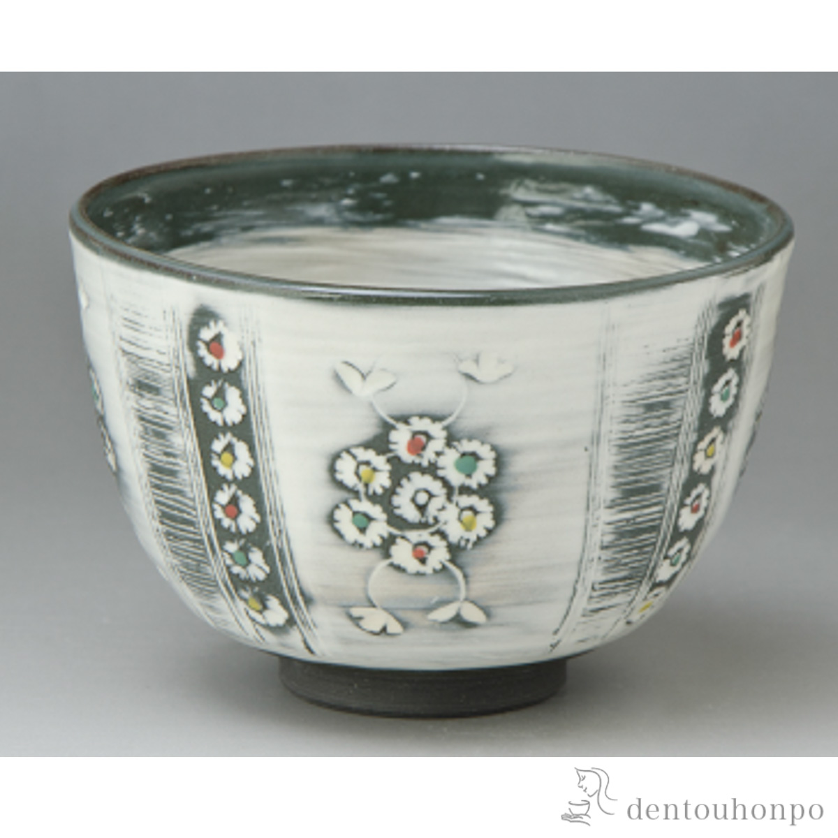 【送料無料】彩三島 抹茶碗≪在庫確認後、1~3営業日で出荷≫ ( 清水焼 京焼 名入れ有料 母の日 プレゼント 初任給 抹茶碗 茶道具 茶器 お稽古用 抹茶 清水焼 京焼 )