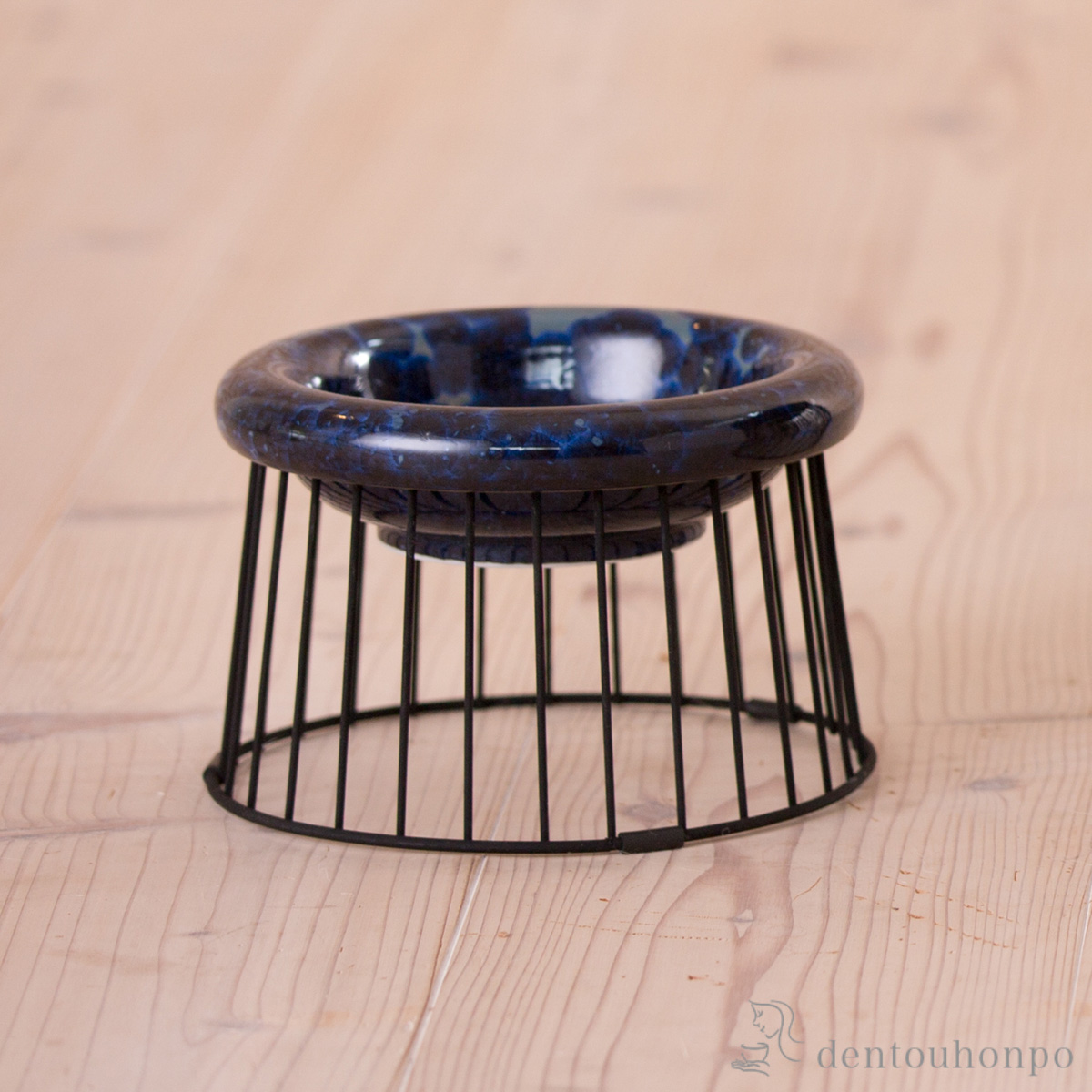 【送料無料】ペット用フードボウル Paws bowl 2 青墨 S 台座付≪在庫確認後、1~3営業日で出荷≫ ( 清水焼 京焼 猫用 犬用 ネコ 猫 ペット用品 清水焼 京焼 )