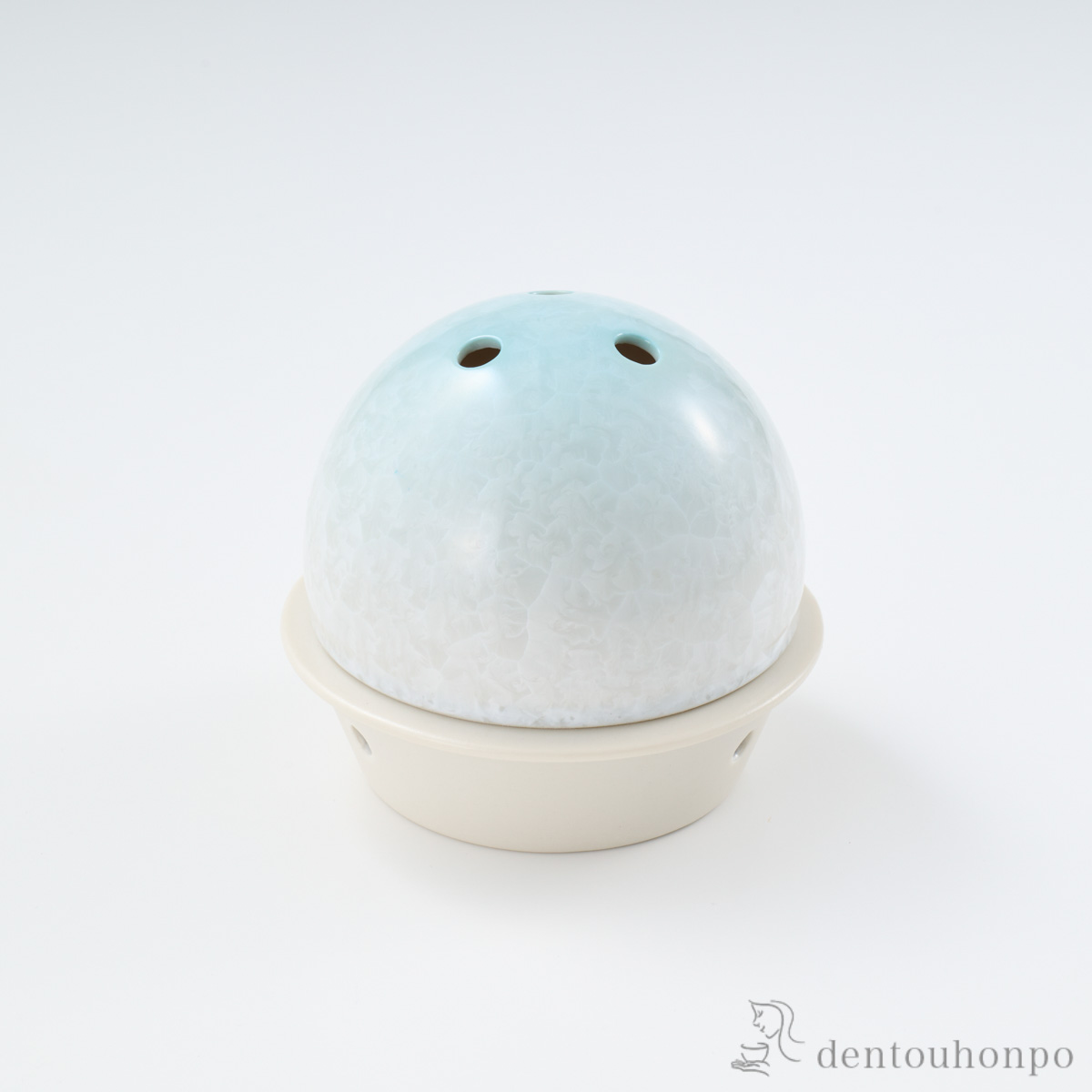 【送料無料】京 ごおり 白地水色 香立て付≪在庫確認後、1~3営業日で出荷≫ ( 清水焼 京焼 初任給 プレゼント 父の日 お香立て インセンス インテリア 雑貨 香皿 清水焼 京焼 )