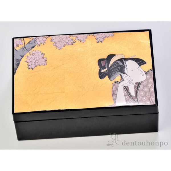 浮世絵 箔アクセサリーBOX 物思恋に桜≪在庫確認後、1~3営業日で出荷≫ ( 箔一 アクセサリー入れ 収納ボックス ケース BOX 宝物 金沢金箔 )